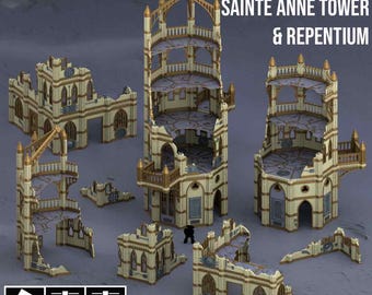 Sainte Anne Tower & Repentium Bundle - Gothic Sector - Fabricator's Lair - 28/32mm Sci-Fi Tabletop Wargaming Terrain