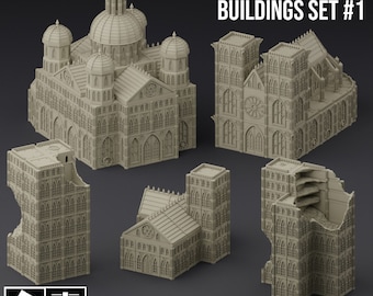 Grimdark Gothic Buildings Set 1 - Epic Sector - Fabricator's Lair - 6/8mm Sci-Fi Tabletop Wargaming Terrain