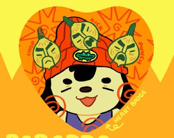 Parappa Heart Shaped Button Badge/Pin