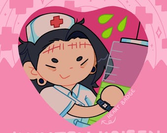 Nurse Kenjaku Heart Shaped Button Badge/Pin