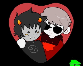 Davekat Heart Shaped Button Badge/Pin Homestuck