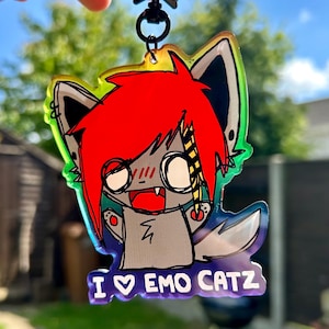 Scenecore Emo Cats Original 3.5” Acrylic Charm/Keychain