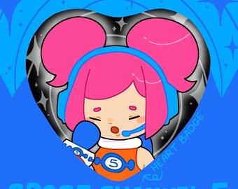 Space Channel 5 Ulala Heart Shaped Button Badge/Pin