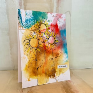 cartão de felicitações em aquarela, original feito à mão, em branco por dentro