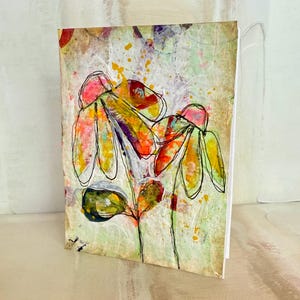 Blumen Grußkarte, handgemacht, handbemalt, innen blanko