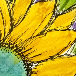 Sonnenblumen Grußkarte in Wasserfarben, handgefertigte Originalkunst, leere Innenseite