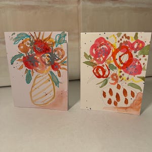 Blumen Grußkarte - Originale handgemachte Grußkarte - leere Innenseite