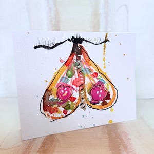 cartão de felicitações de mariposa aquarela, arte original, interior em branco