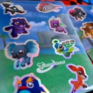 Chao Garden Animal Stickers, Sonic the Hedgehog Stickers, 1-2&quot;, A5 Holographic Kiss Cut Sticker Sheets