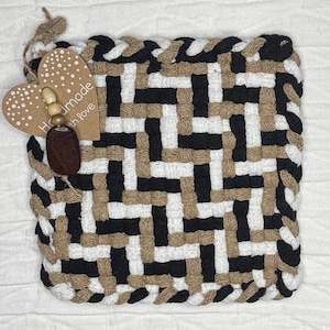 Cotton Woven Potholder, Zig Zag Farmhouse Kitchen Decor