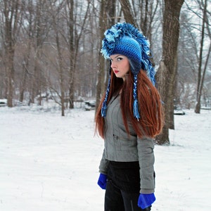 CUSTOM COLORS Your Choice Ombre Mohawk Hat Extreme Style boyfriend gift Warm Winter Trapper Girlfriend Present image 3