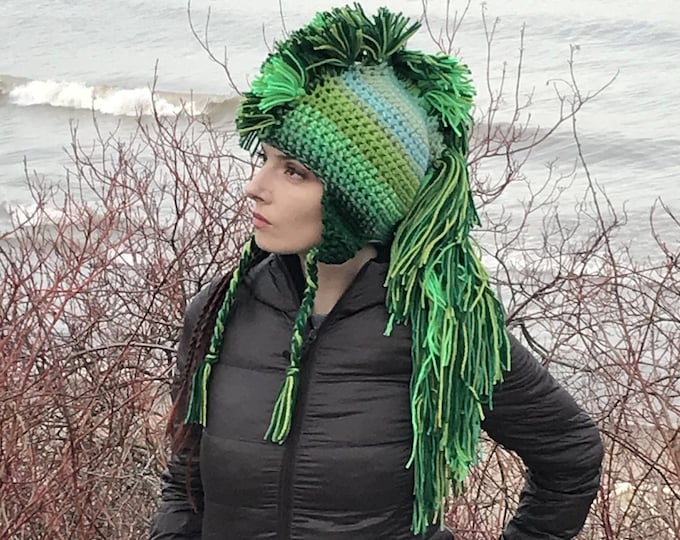 CUSTOM COLORS Your Choice Ombre Mohawk Hat Extreme Style boyfriend gift Warm Winter Trapper Girlfriend Present