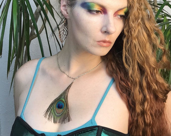 Peacock Feather Necklace Girlfriend Gift