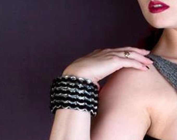 Crochet Metal  Pop Tab Chainmaille Bangle Bracelet Gauntlet