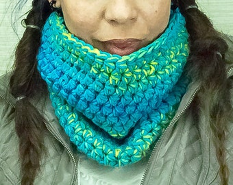 Teal and Blue Green Circle Infinity Cowl Velvet Soft Scarf