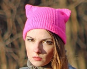Hot Pink Knit Pussy Hat: Women display picture 2