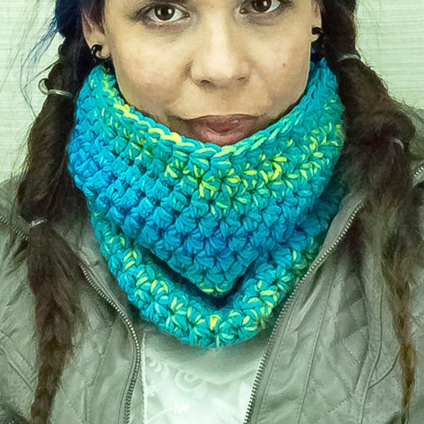 Teal and Blue Green Circle Infinity Cowl Velvet Soft Scarf