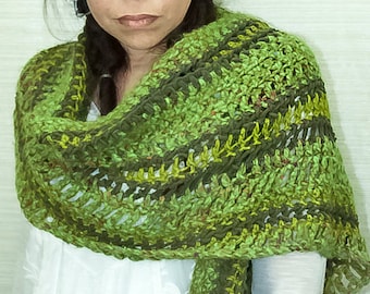 Green Striped Sweater Wrap One Sleeved Shawl