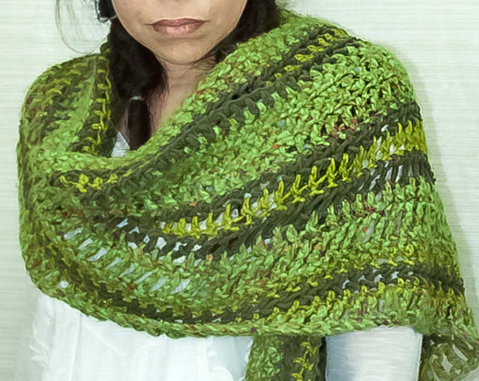 Green Striped Sweater Wrap One Sleeved Shawl