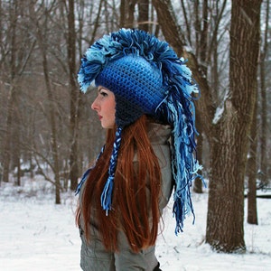 CUSTOM COLORS Your Choice Ombre Mohawk Hat Extreme Style boyfriend gift Warm Winter Trapper Girlfriend Present image 2