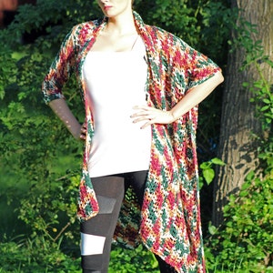 Handmade Crochet One Sleeve Shawl: Red Rust Asymmetrical Sweater