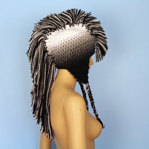 White to Black Ombre Fade Earflap Mohawk Hat image 4