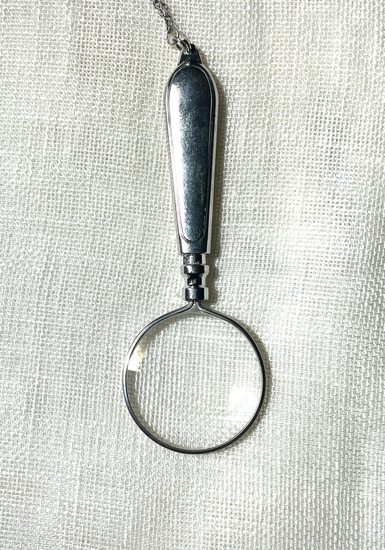 Vintage Magnifying Glass Necklace: Functional Silver or Gold Colored Jewelry, 6x Power image 14