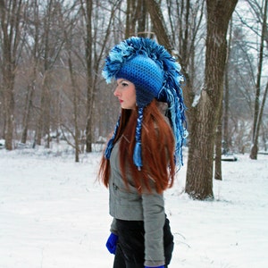 CUSTOM COLORS Your Choice Ombre Mohawk Hat Extreme Style boyfriend gift Warm Winter Trapper Girlfriend Present image 4