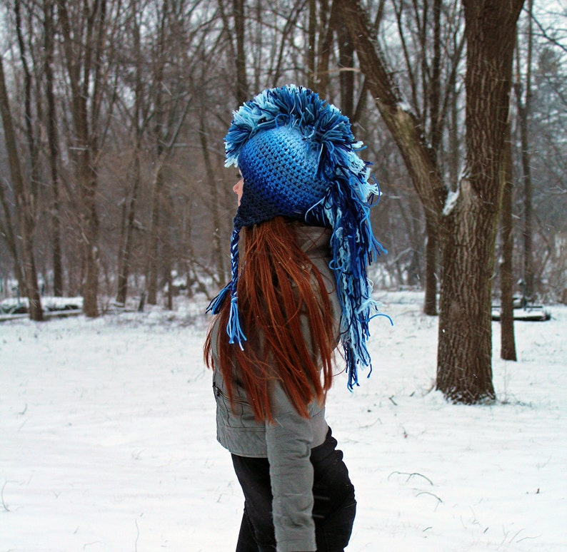 CUSTOM COLORS Your Choice Ombre Mohawk Hat Extreme Style boyfriend gift Warm Winter Trapper Girlfriend Present image 5