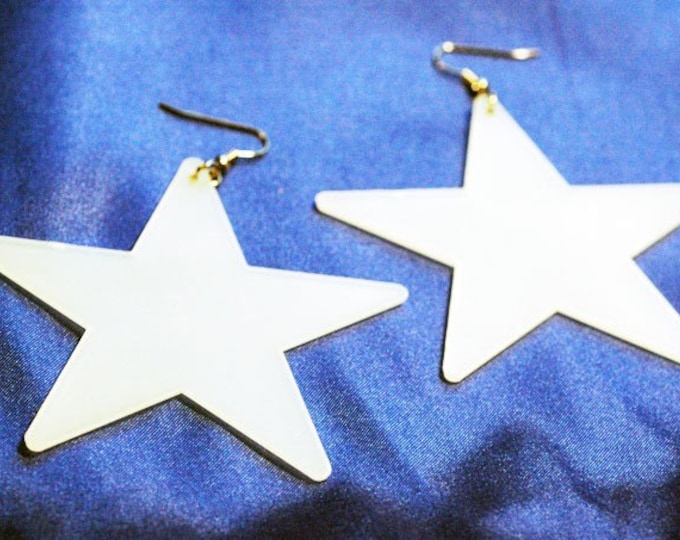 Glowing Star Earrings  Medium size Celestial Outer Space Astronomy Statement Glow in the Dark