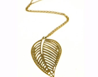 Leaf Charm Necklace Large Leaves Bronze Nature Charm Gift