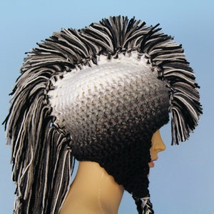 White to Black Ombre Fade Earflap Mohawk Hat image 3