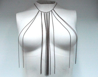 Long Dangle Necklace Multi Strand Chain