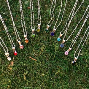 Birthstone Necklace in Silver Colored Metal on Single 18 inch Chain