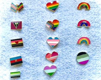 Enamel Pin Pride Flag Rainbow Trans Bisexual Heart Brooch Multiple Styles