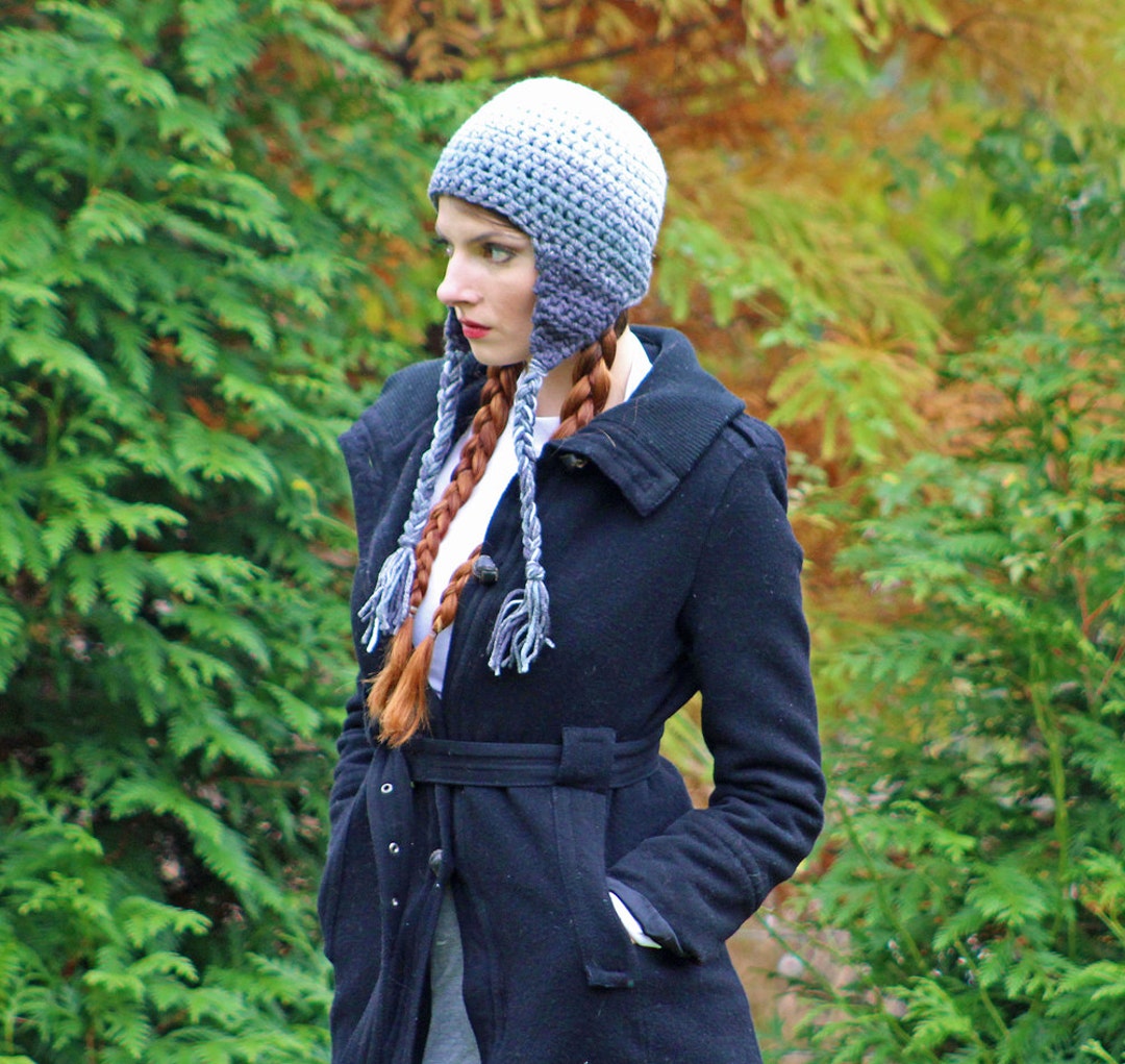 Gray Ombre Ear Flap Hat White to Grey Fade Perfect Winter Gift for Men ...