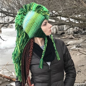 CUSTOM COLORS Your Choice Ombre Mohawk Hat Extreme Style boyfriend gift Warm Winter Trapper Girlfriend Present image 10