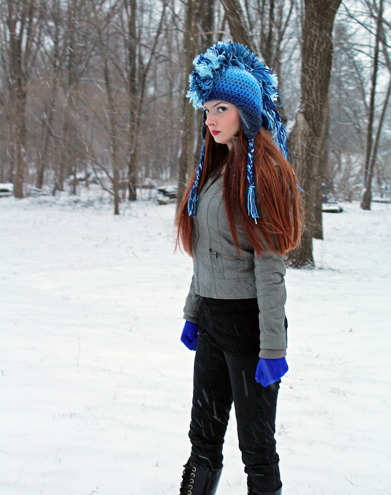CUSTOM COLORS Your Choice Ombre Mohawk Hat Extreme Style boyfriend gift Warm Winter Trapper Girlfriend Present image 3
