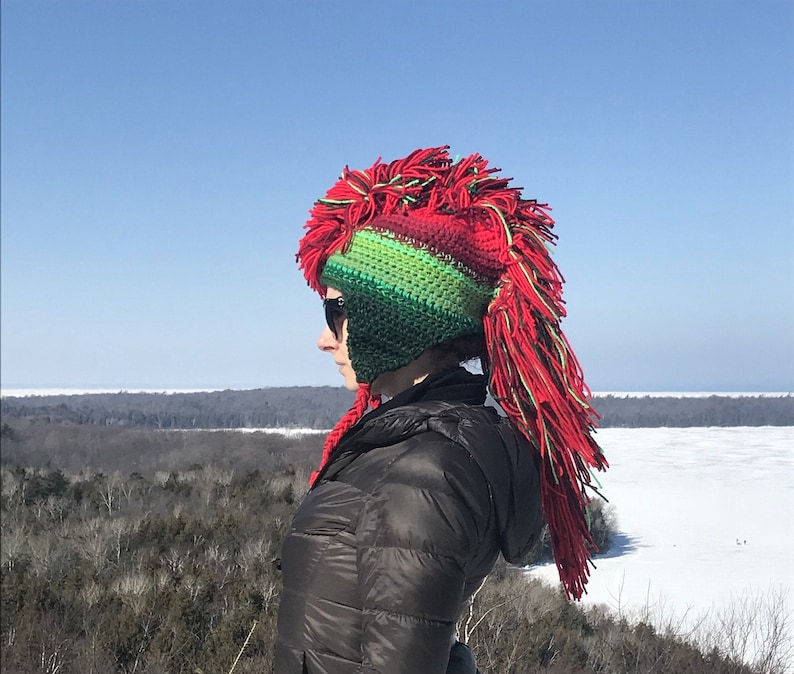 CUSTOM COLORS Your Choice Ombre Mohawk Hat Extreme Style boyfriend gift Warm Winter Trapper Girlfriend Present image 7