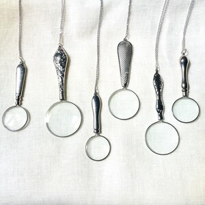 Vintage Magnifying Glass Necklace: Functional Silver or Gold Colored Jewelry, 6x Power image 7