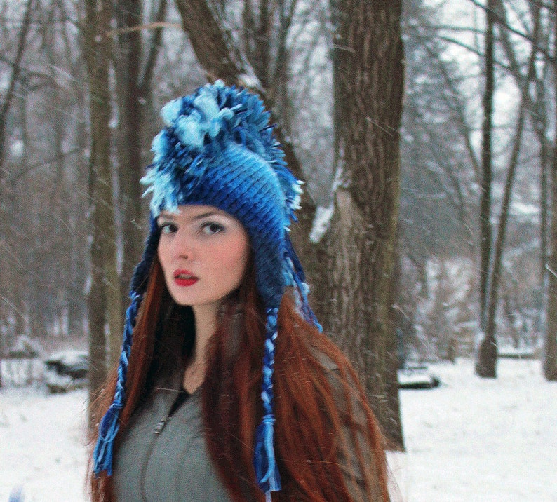 CUSTOM COLORS Your Choice Ombre Mohawk Hat Extreme Style boyfriend gift Warm Winter Trapper Girlfriend Present image 6