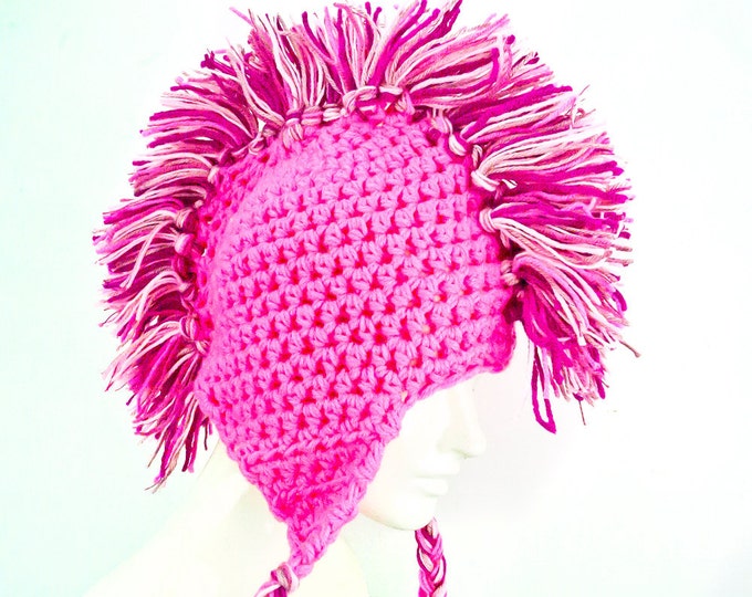 Girl's Pink Mohawk Ear Flap Hat