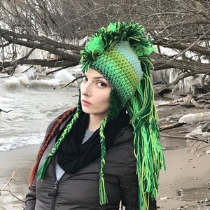 CUSTOM COLORS Your Choice Ombre Mohawk Hat Extreme Style boyfriend gift Warm Winter Trapper Girlfriend Present Green