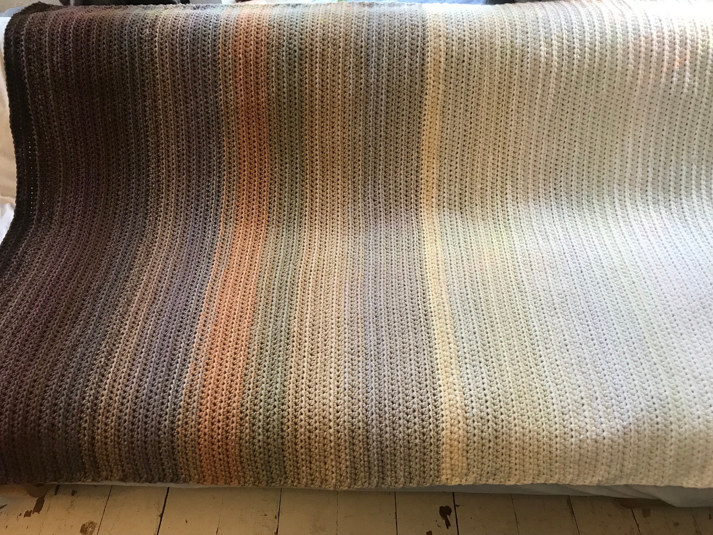 Handmade Crochet Ombre Throw Blanket: Earth Tones Full/Queen Size