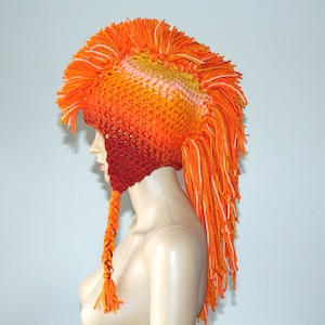 Orange Ombre Mohawk Hat Extreme Long Style Earflap Tuque - Etsy