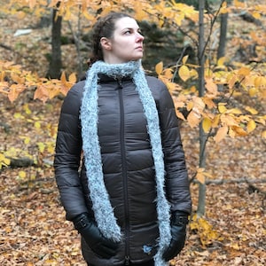 Thick Silver Scarf Fuzzy Grey Neck warmer Cowl
