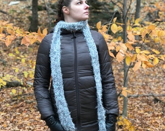 Thick Silver Scarf Fuzzy Grey Neck warmer Cowl