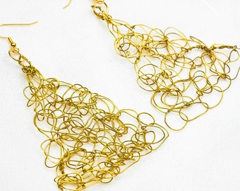 Gold Crochet Wire Earrings