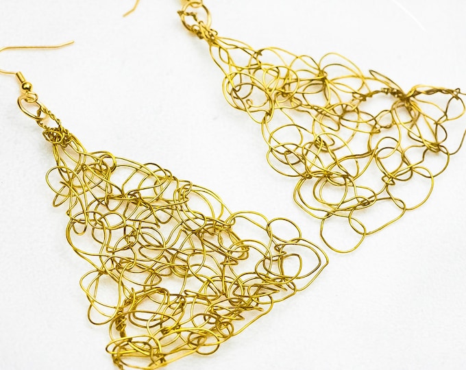 Gold Crochet Wire Earrings