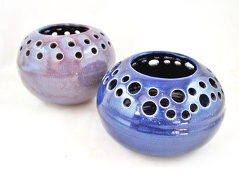 Minimalist Home Decor Bud Vase Purple Pottery Shelf Decor Blue Accent Piece for Enteryway Candle Holder For Yoga Lover Gift Box For Friend